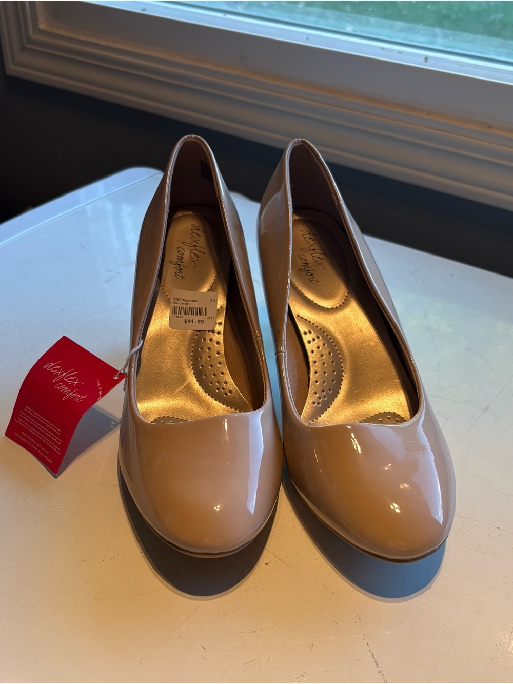 Nude Patent Round-Toe Pumps